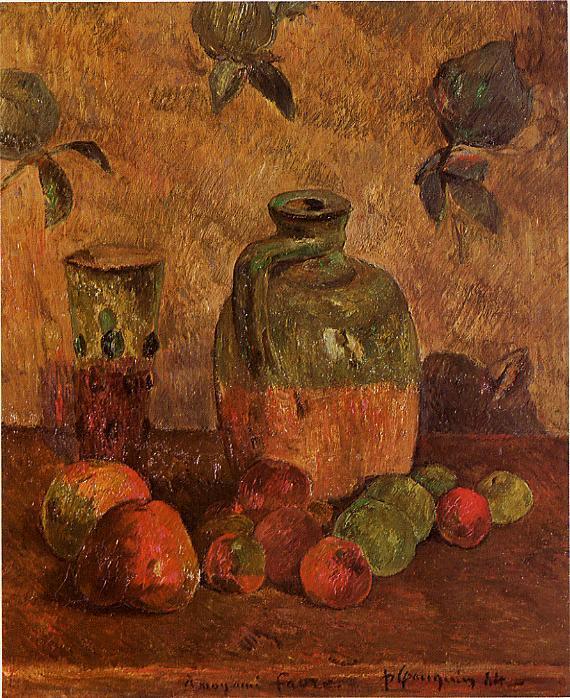 Apples, Jug, Iridescent Glass - Paul Gauguin Painting